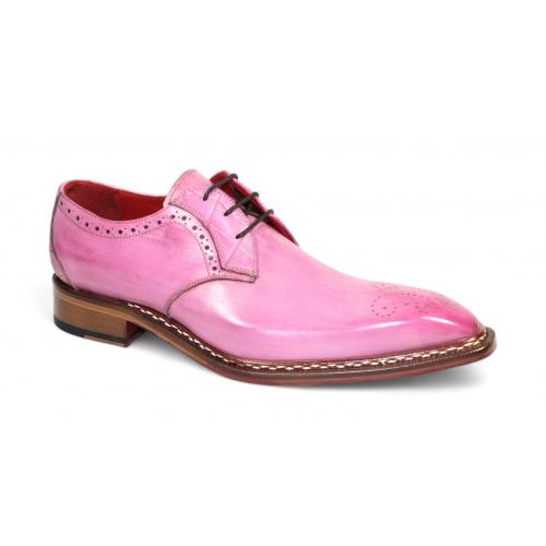 Fennix Italy "Tyler" Pink Genuine Alligator / Italian Calfskin Leather Lace-Up Dress Shoes.